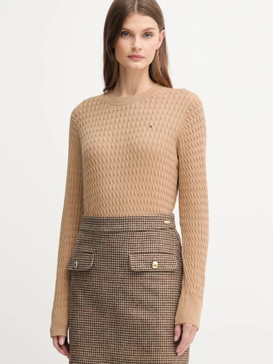 Zdjęcie produktu Tommy Hilfiger sweter damski bawełniany beżowy