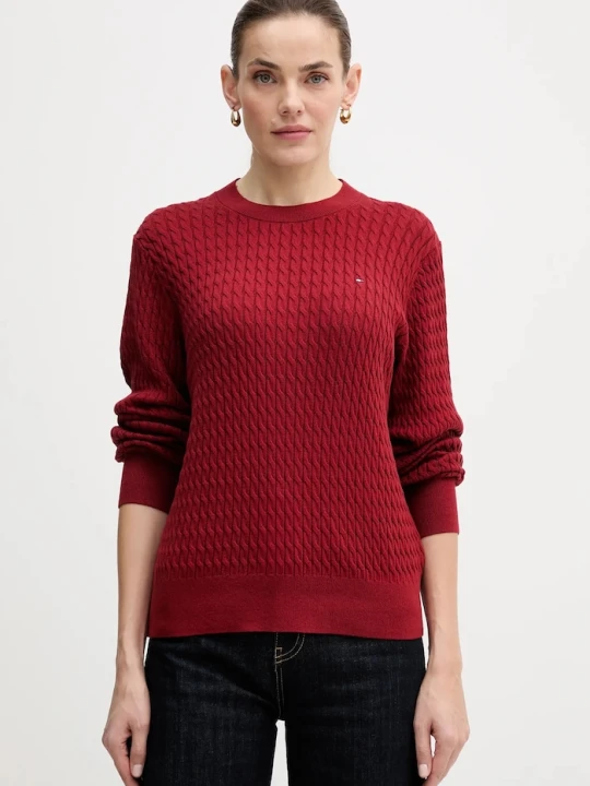 Zdjęcie produktu Tommy Hilfiger sweter damski bawełniany bordowy