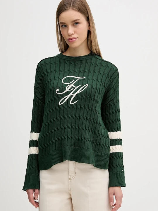 Zdjęcie produktu Tommy Hilfiger sweter bawełniany zielony