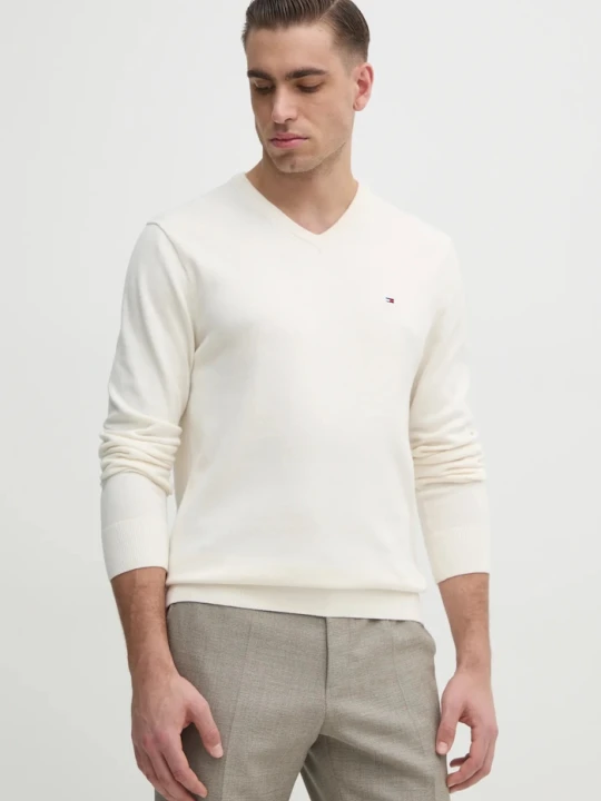 Zdjęcie produktu Tommy Hilfiger sweter męski bawełniany beżowy
