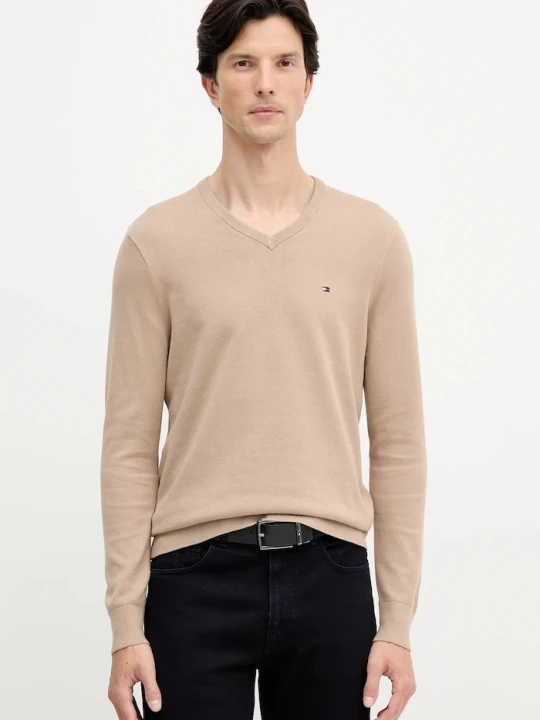 Zdjęcie produktu Tommy Hilfiger sweter męski bawełniany beżowy