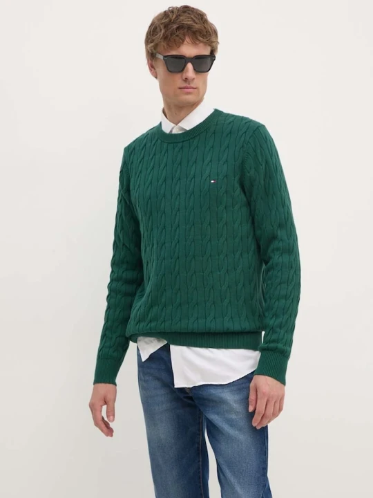 Zdjęcie produktu Tommy Hilfiger sweter męski bawełniany zielony