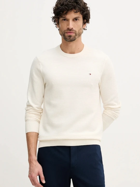 Zdjęcie produktu Tommy Hilfiger sweter bawełniany beżowy