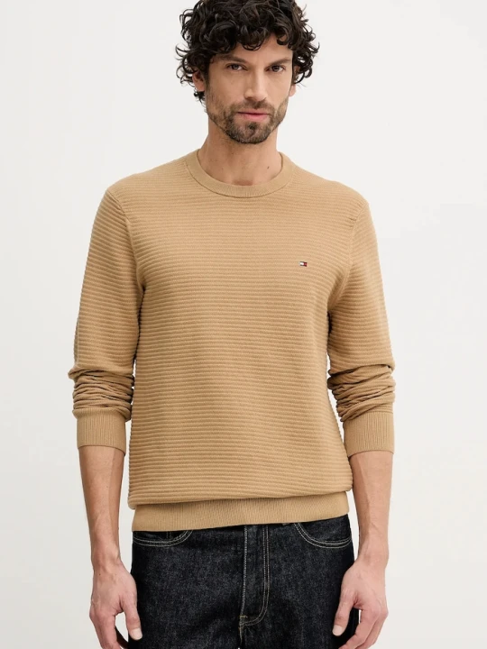 Zdjęcie produktu Tommy Hilfiger sweter bawełniany brązowy