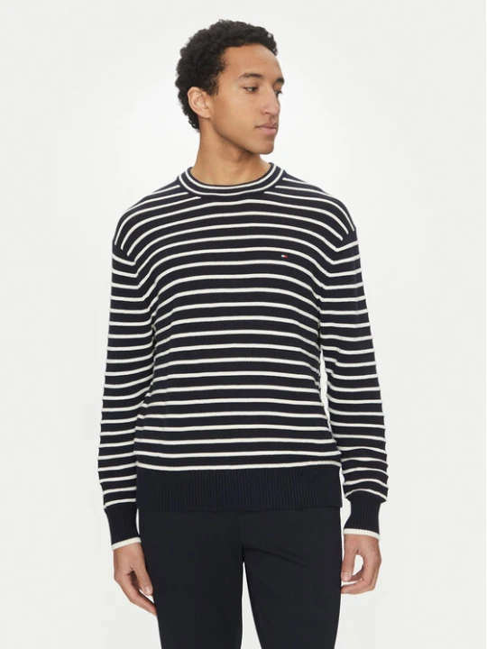 Zdjęcie produktu Tommy Hilfiger Sweter Breton MW0MW38944 Granatowy Regular Fit