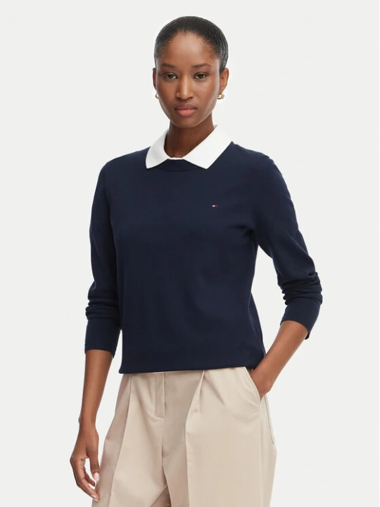 Zdjęcie produktu Tommy Hilfiger Sweter Cable Fine WW0WW44984 Granatowy Regular Fit