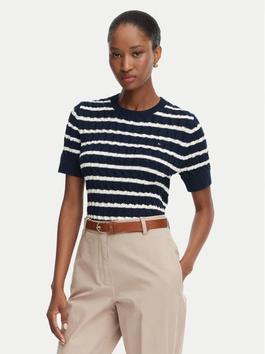 Zdjęcie produktu Tommy Hilfiger Sweter Cable Mid WW0WW38744 Granatowy Regular Fit