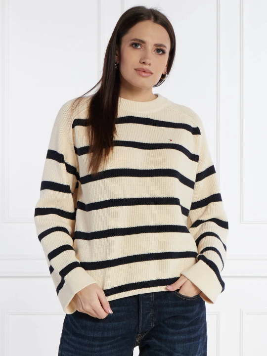 Zdjęcie produktu Tommy Hilfiger Sweter CARDI STITCH | Loose fit kremowy