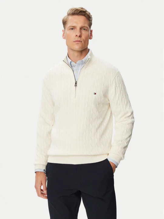 Zdjęcie produktu Tommy Hilfiger Sweter Classic MW0MW36532 Kremowy Regular Fit