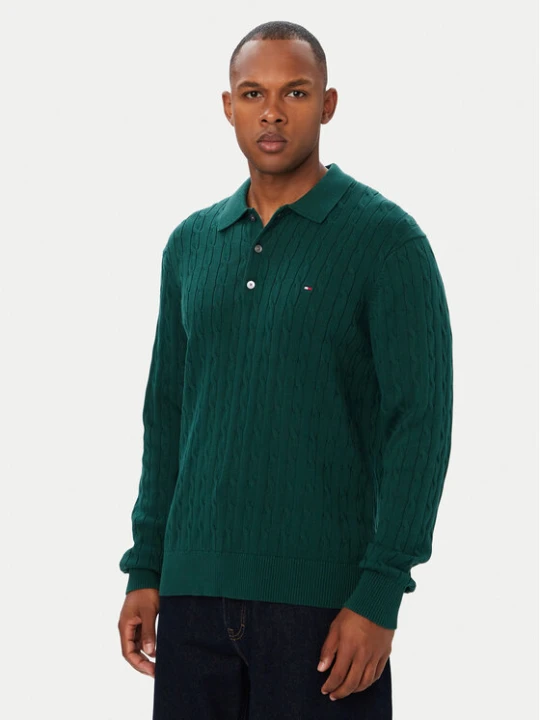 Zdjęcie produktu Tommy Hilfiger Sweter Classic MW0MW41955 Zielony ciemny Regular Fit