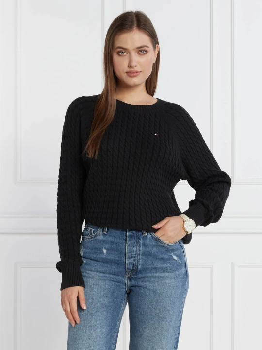 Zdjęcie produktu Tommy Hilfiger Sweter CO MINI CABLE | Regular Fit czarny