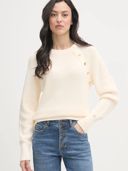 Zdjęcie produktu Tommy Hilfiger sweter damski bawełniany beżowy