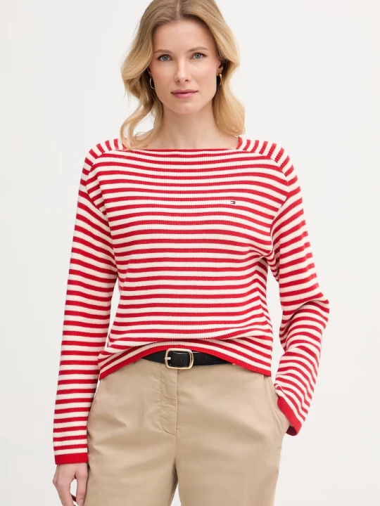 Zdjęcie produktu Tommy Hilfiger sweter damski bawełniany czerwony