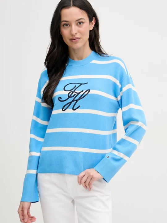 Zdjęcie produktu Tommy Hilfiger sweter damski bawełniany niebieski