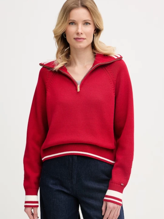 Zdjęcie produktu Tommy Hilfiger sweter damski bawełniany czerwony