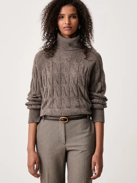 Zdjęcie produktu Tommy Hilfiger sweter damski wełniany brązowy