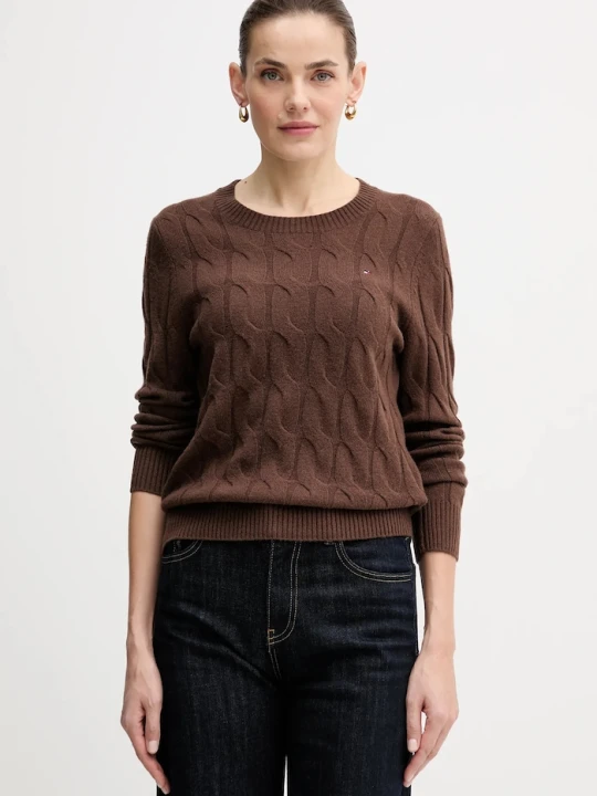 Zdjęcie produktu Tommy Hilfiger sweter damski wełniany brązowy