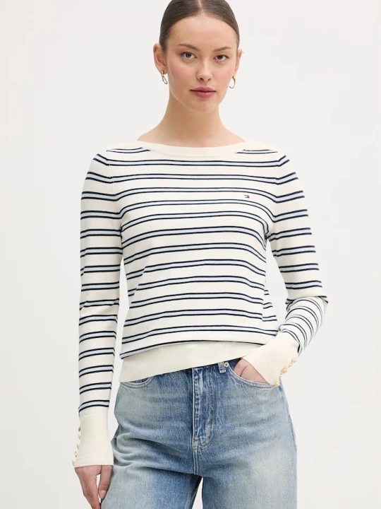 Zdjęcie produktu Tommy Hilfiger sweter damski z bawełną beżowy