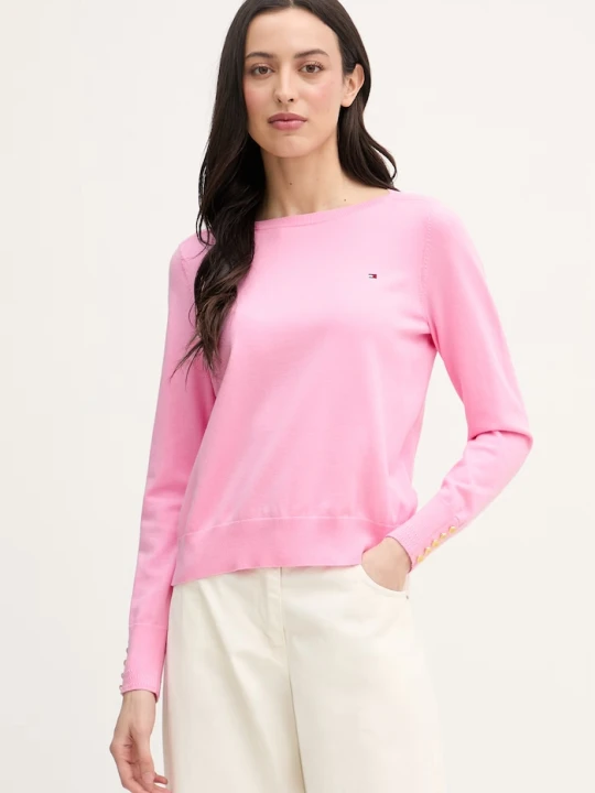 Zdjęcie produktu Tommy Hilfiger sweter damski z bawełną różowy
