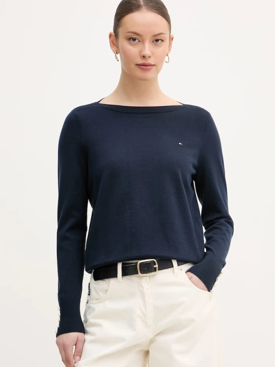 Zdjęcie produktu Tommy Hilfiger sweter damski z bawełną granatowy