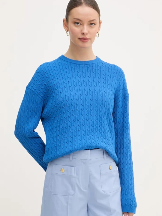 Zdjęcie produktu Tommy Hilfiger sweter damski z bawełną niebieski