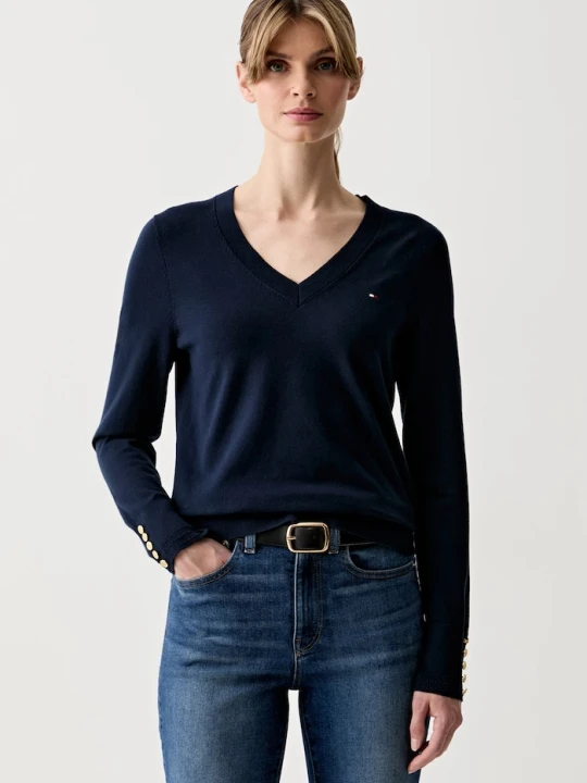 Zdjęcie produktu Tommy Hilfiger sweter damski z bawełną granatowy