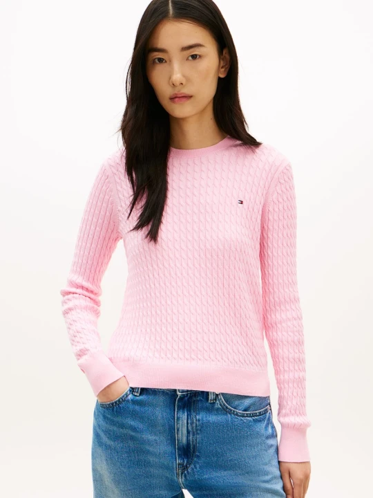 Zdjęcie produktu Tommy Hilfiger Sweter z dzianiny Kobiety Bawełna różowy