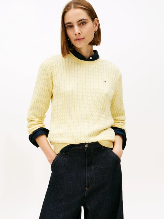 Zdjęcie produktu Tommy Hilfiger Sweter z dzianiny Kobiety Bawełna żółty