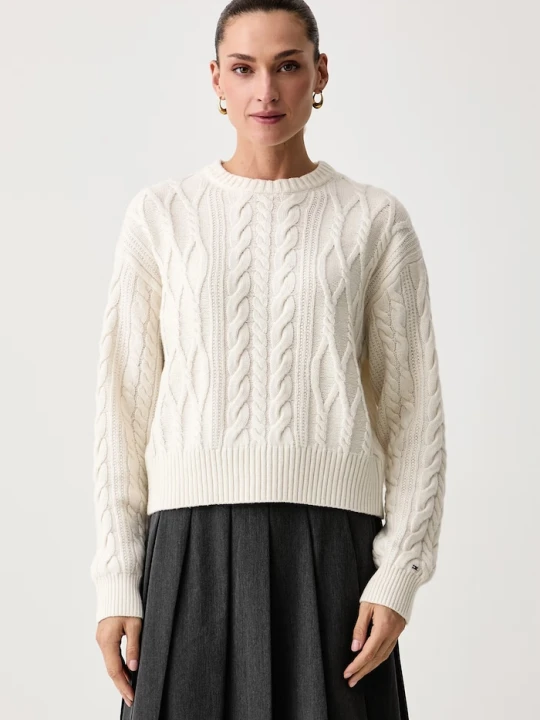 Zdjęcie produktu Tommy Hilfiger sweter damski z wełną beżowy