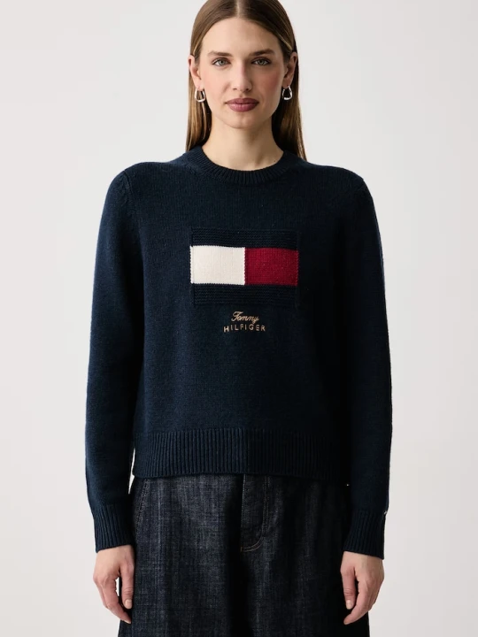 Zdjęcie produktu Tommy Hilfiger sweter damski z wełną granatowy