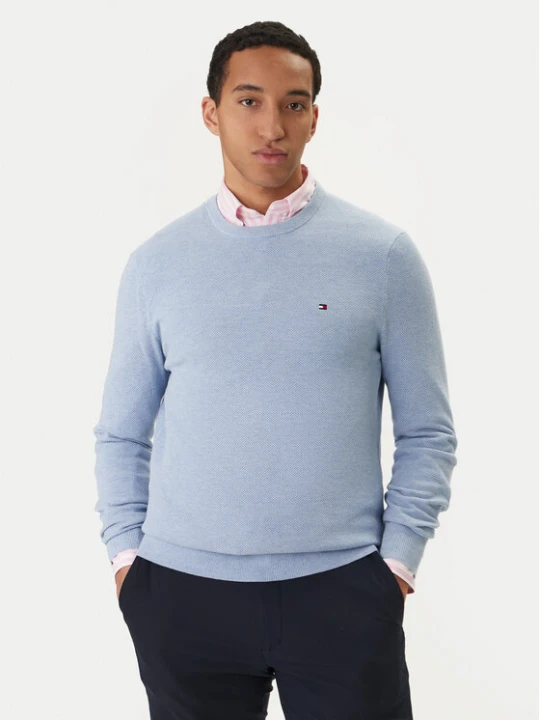 Zdjęcie produktu Tommy Hilfiger Sweter Essential MW0MW36347 Błękitny Regular Fit Niebieski jasny