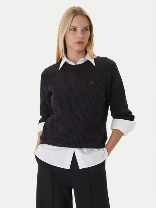 Zdjęcie produktu Tommy Hilfiger Sweter Fine WW0WW44993 Czarny Regular Fit