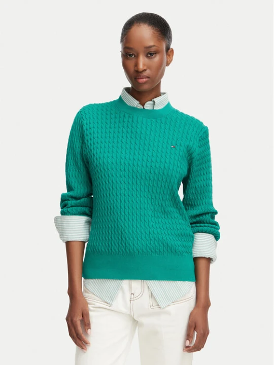 Zdjęcie produktu Tommy Hilfiger Sweter Fine WW0WW44993 Zielony Regular Fit