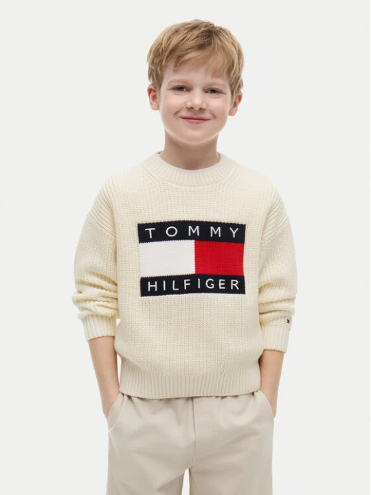 Zdjęcie produktu Tommy Hilfiger Sweter Heritage KB0KB10071 Beżowy jasny Regular Fit
