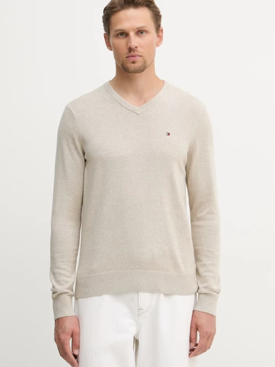 Zdjęcie produktu Tommy Hilfiger sweter męski bawełniany beżowy