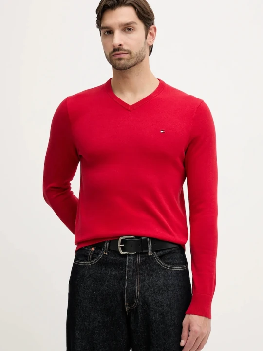 Zdjęcie produktu Tommy Hilfiger sweter męski bawełniany czerwony