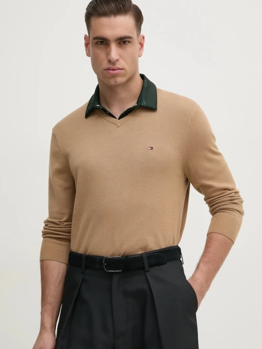 Zdjęcie produktu Tommy Hilfiger sweter męski bawełniany brązowy