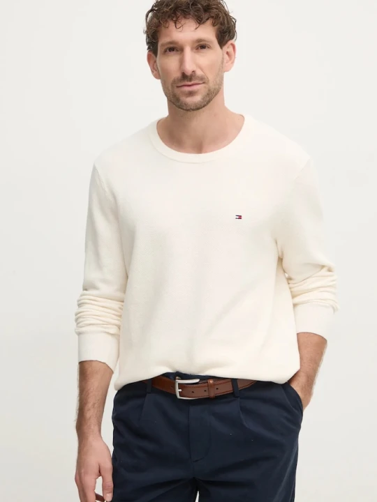 Zdjęcie produktu Tommy Hilfiger sweter męski bawełniany beżowy