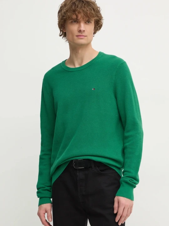 Zdjęcie produktu Tommy Hilfiger sweter męski bawełniany zielony