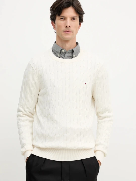 Zdjęcie produktu Tommy Hilfiger sweter męski bawełniany beżowy