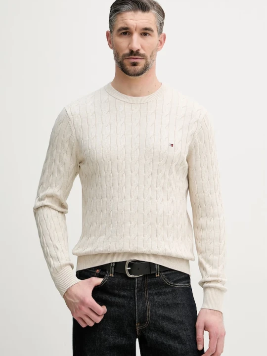 Zdjęcie produktu Tommy Hilfiger sweter męski bawełniany beżowy