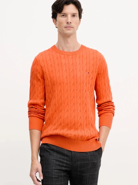 Zdjęcie produktu Tommy Hilfiger sweter męski bawełniany pomarańczowy