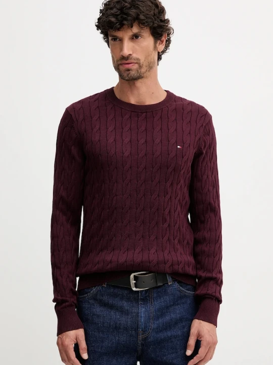 Zdjęcie produktu Tommy Hilfiger sweter męski bawełniany bordowy