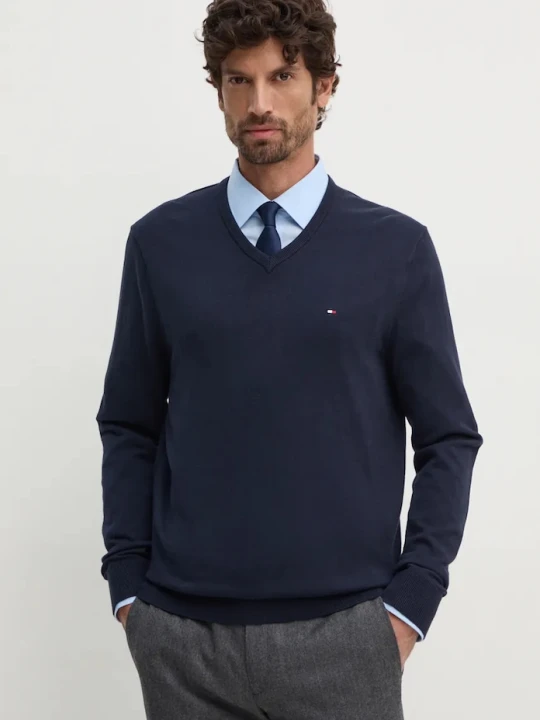 Zdjęcie produktu Tommy Hilfiger sweter męski bawełniany granatowy