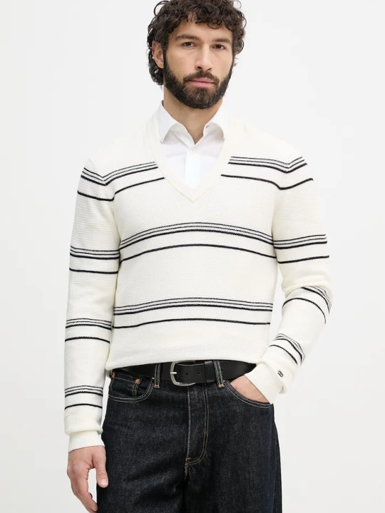 Zdjęcie produktu Tommy Hilfiger sweter męski bawełniany beżowy