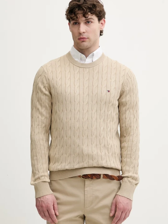 Zdjęcie produktu Tommy Hilfiger sweter męski bawełniany beżowy
