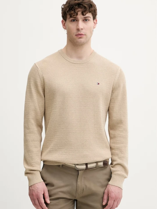 Zdjęcie produktu Tommy Hilfiger sweter męski bawełniany beżowy