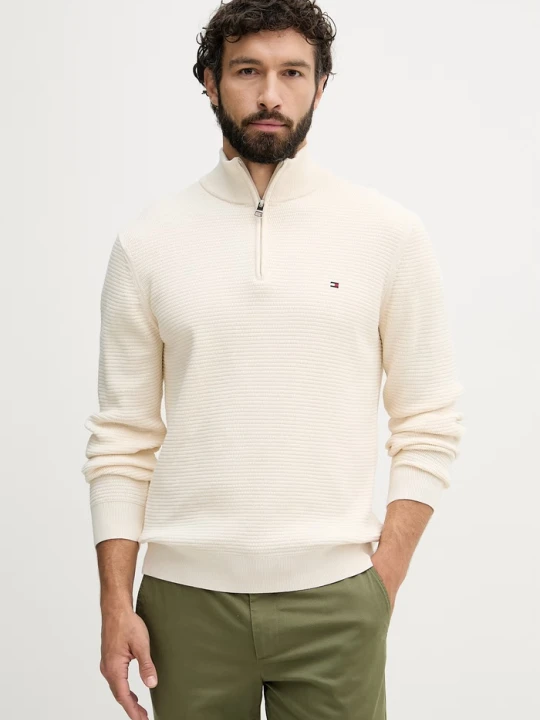 Zdjęcie produktu Tommy Hilfiger sweter męski bawełniany beżowy
