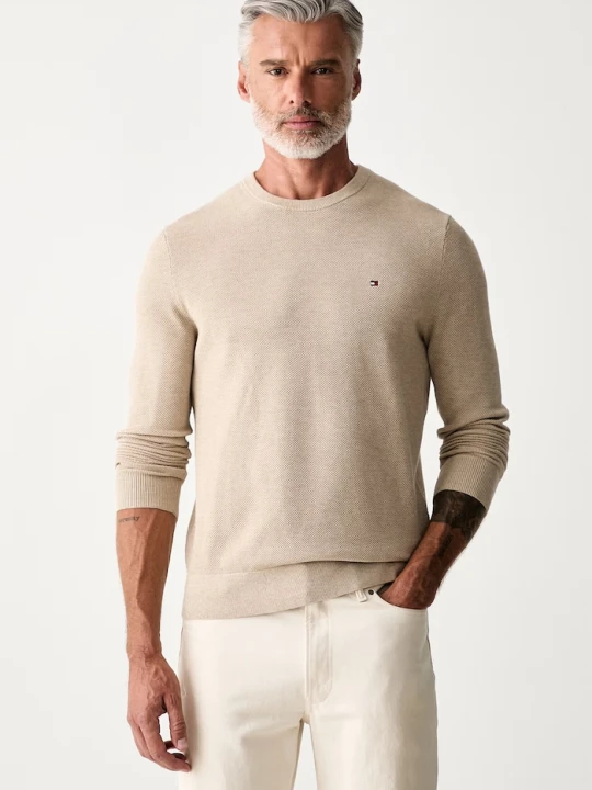 Zdjęcie produktu Tommy Hilfiger sweter męski bawełniany beżowy