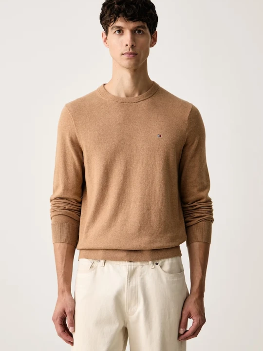Zdjęcie produktu Tommy Hilfiger sweter męski z dodatkiem kaszmiru beżowy